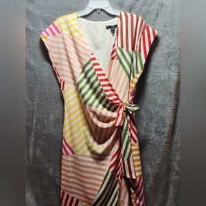 Maggy London V-Neck Midi faux wrap dress size 14